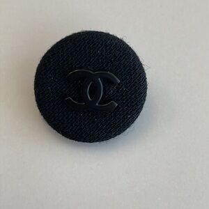 Chanel Black Fabric CC Logo Round Button